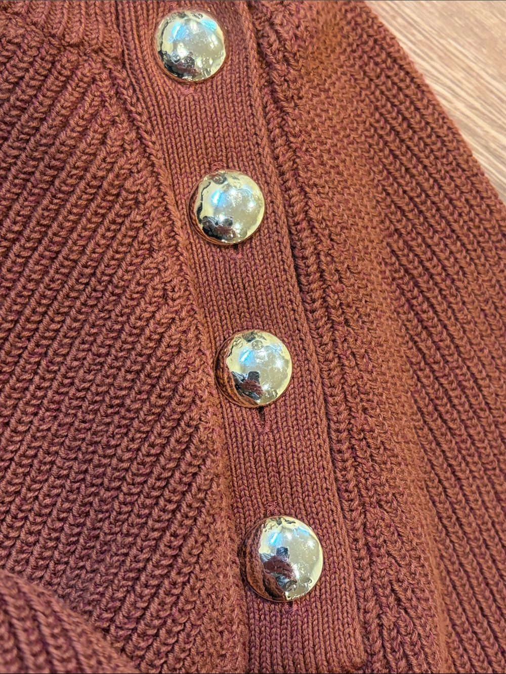 Sézane Button-Shoulder Crewneck Sweater - Rust Size XS - Picture 4 of 6